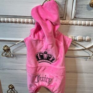 Juicy Couture Vibrant Pink Velour Pet Hoodie Track Suit XS